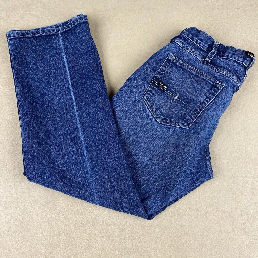 Ariat M5 Rebar Denim Jeans Medium Wash Workwear Rodeo Cowboy MEN'S 30x28 GUC